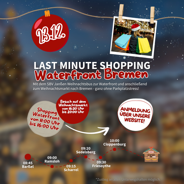 Last Minute Shopping in der Waterfront und Besuch Weihnachtsmarkt Bremen (23.12.25)