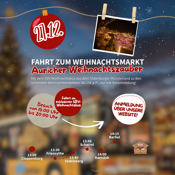Auricher Weihnachtszauber - Fahrt zum Weihnachtsmarkt (27.12.25)
