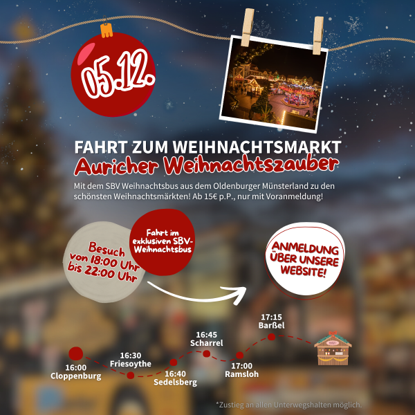Auricher Weihnachtszauber - Fahrt zum Weihnachtsmarkt (05.12.25)