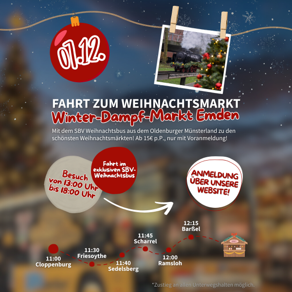 Eisenbahnromantik beim Winter-Dampf-Markt der Minibahn Emden (07.12.25)