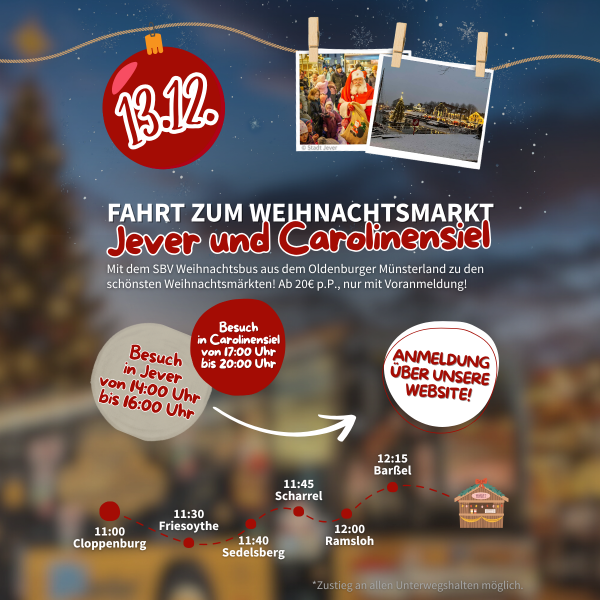 Jever und Carolinensiel - Fahrt zum Weihnachtsmarkt (13.12.25)